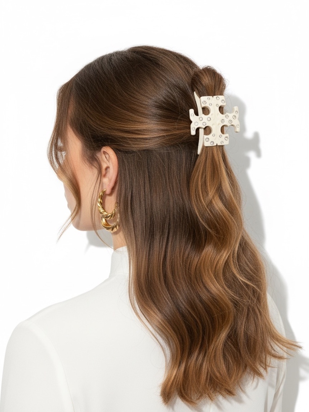 Tory Burch Ivory Logo Hair Clip NWT & dust bag